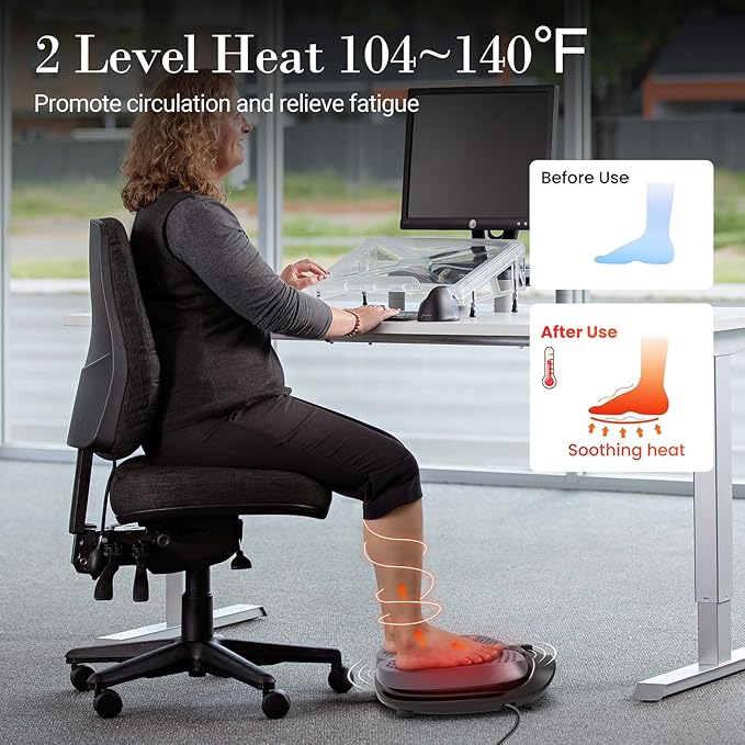 Foot Massager for Neuropathy FSA HSA Eligible, Adjustable Vibration Foot Massager with Heat & Remote Control, Electric Feet Massager for Legs Circulation, Plantar Fasciitis Pain, Stress Relief - Bloomnest