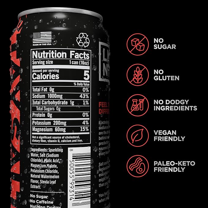 LMNT Sparkling Electrolyte Drink - Watermelon Salt | 12-Count - Bloomnest