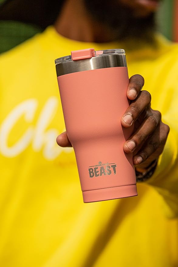Beast 20 oz Tumbler Stainless Steel Vacuum Insulated Coffee Ice Cup Double Wall Travel Flask (Blossom Pink) - Bloomnest
