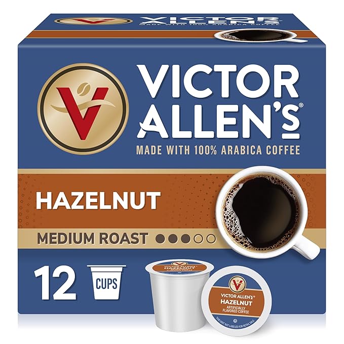 Victor Allen's Coffee Hazelnut Flavored, Medium Roast, 12 Count, Single Serve Coffee Pods for Keurig K-Cup Brewers - Bloomnest