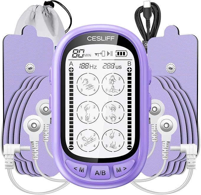 Dual Channel TENS EMS Unit TENS & PMS Unit (Model: YF1503) (Purple) CESLIFF