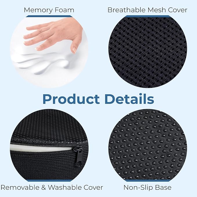 5 STARS UNITED Donut Pillow Hemorrhoid Tailbone Cushion – Large Chair Pad for Pain Relief – Coccyx, Prostate, Sciatica, Pelvic Floor, Pressure Sores, Pregnancy, Postpartum Recovery, Arctic Black - Bloomnest