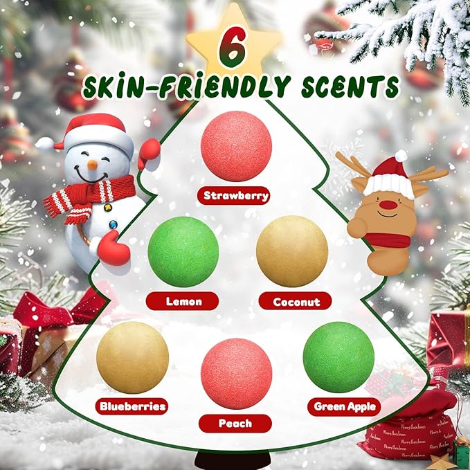 Christmas Bath Bombs for Kids with Surprise Toys Inside, 2025 Christmas Stocking Stuffers Gift for Kids, 6 Pack Bubble Bath Bomb for Boys Girls Toddlers - Bloomnest