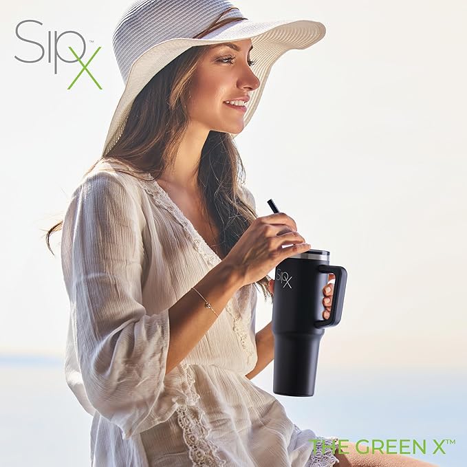 SIPX™ Insulated Tumbler With Lid And Straw, 40oz. Tumbler With Handle Keeps Cold 12 Hours, Water Bottle Thermos With Lid, BPA-Free Reusable Insulated Coffee Tumblers, Travel Mug Great For Beach Party - Bloomnest
