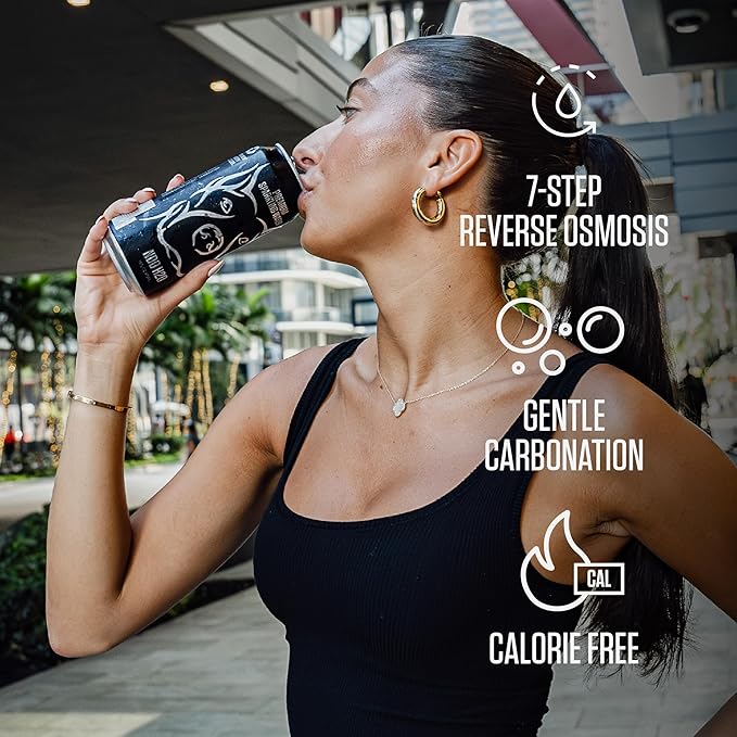 NO DAYS OFF Premium Sparkling Water - 12 Pack,16 fl oz, Unflavored - Ultra-Purified Reverse Osmosis with Gentle Carbonation, BPA-free 100% Recyclable Cans - Bloomnest