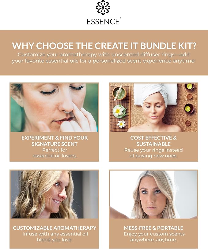 Essence Nasal Diffuser Create-It Bundle – DIY Essential Oil Silicone Nose Ring Kit for Custom Aromatherapy Blends – Wearable DIY Diffuser for Personalized Scents - Bloomnest