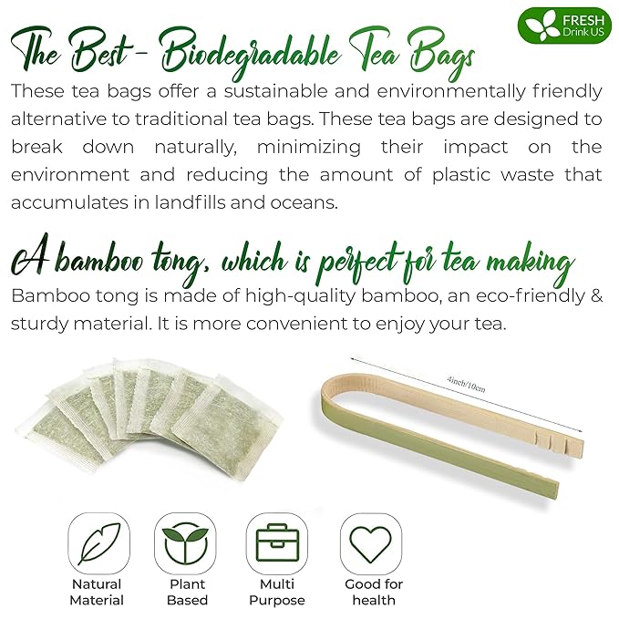FreshDrinkUS Premium 75 Sage Leaf Tea Bags, 100% Natural & Pure. Loose Leaf Sage Herbal Tea. Made with Natural Material Tea Bags. No Sugar, No Caffeine, No Gluten, Vegan - Bloomnest