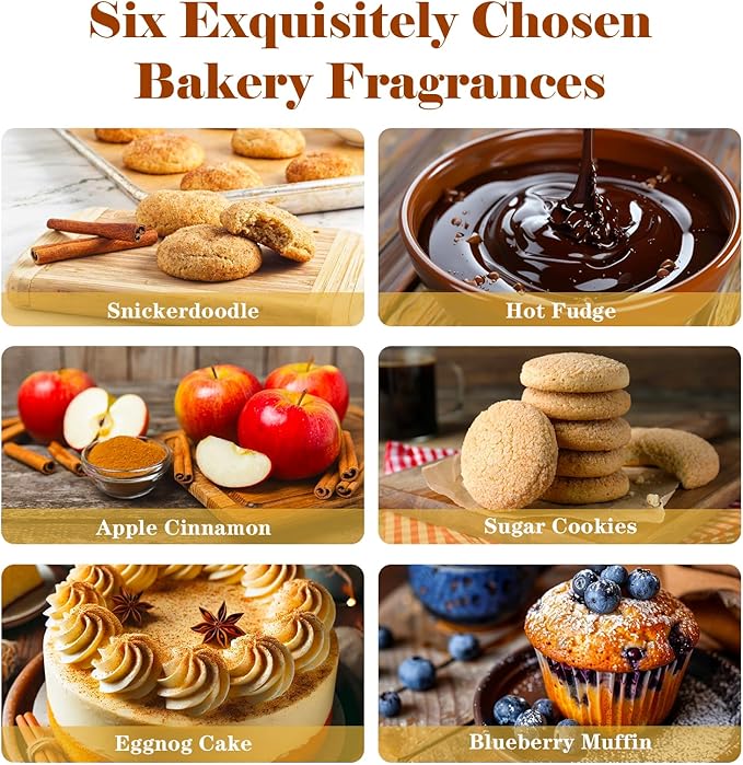 AmaKane Bakery Fragrance Oils, Fall Essential Oils for Diffuser, Candle Making, Soap Scents- Apple Cinnamon, Sugar Cookies, Snickerdoodle, Eggnog Cake, Blueberry Muffin, Hot Fudge, 6x10ml - Bloomnest