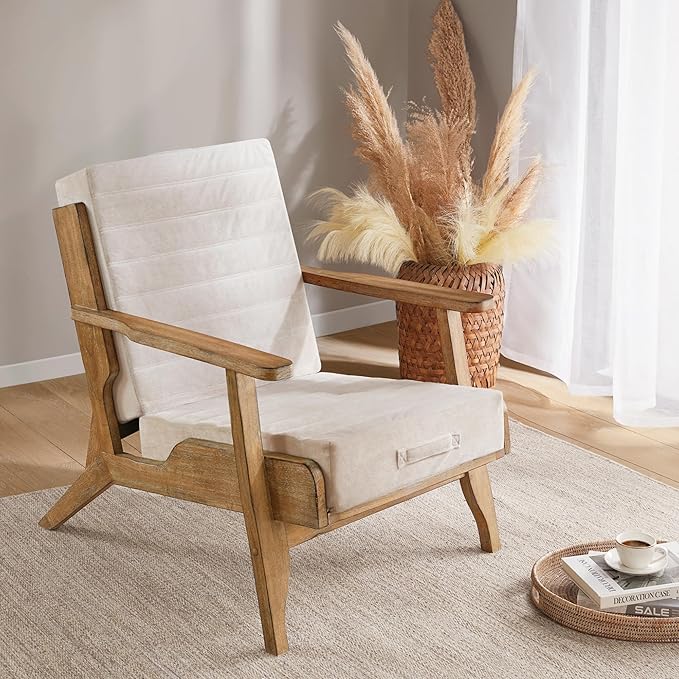 Codi High Density Foam Floor Pillow 2 Sets, Large Meditation Cushions Seating for Adults and Yoga Sitting, Washable Thick Couch Cushion with Soft Tufted Covers - 22 inch Ivory