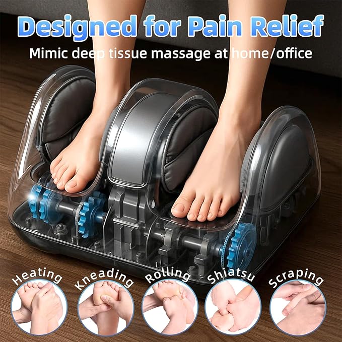 Shiatsu Foot Massager with Heat, Foot and Calf Massager Foot Massaging Machine for Home Office Use - Gifts for Men and Women (Grey) - Bloomnest