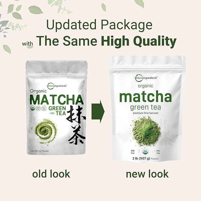 Micro Ingredients Organic Matcha Green Tea Powder, 2 lb | First Harvest, Culinary Grade from Japan | 100% Pure & Unflavored | Great for Tea, Latte & Smoothies | Non-GMO, 0 Calories, Eco-Friendly Packaging - Bloomnest