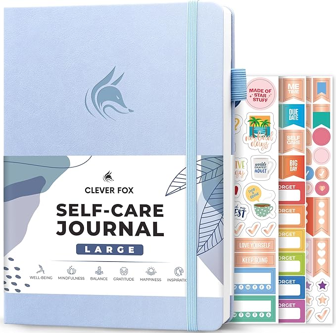 Clever Fox Self-Care Journal – Wellness & Daily Reflection Notebook – Mental Health & Personal Development – Self-Care, Meditation & Mood Journal for Women & Men – Large (Periwinkle) - Bloomnest