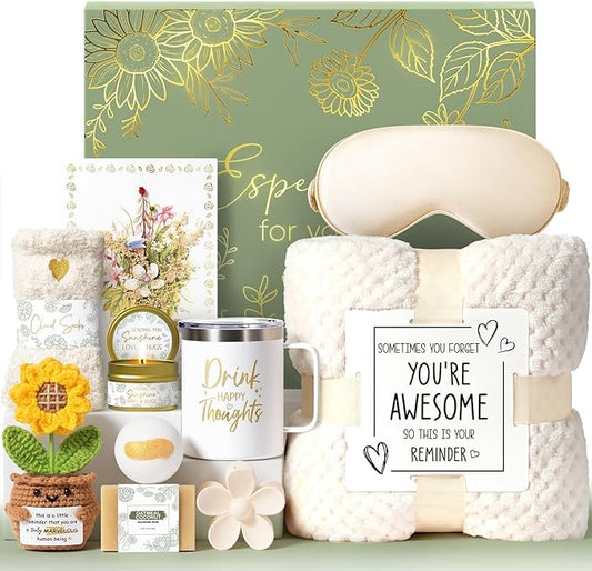 Birthday Gifts for Women Self Care Get Well Soon Gift Baskets, Spa Care Package Thinking of You Gift Set, Sympathy Inspirational Sunflower Valentines Day Gifts for Her Women Mom Friends Sister Wife - Bloomnest