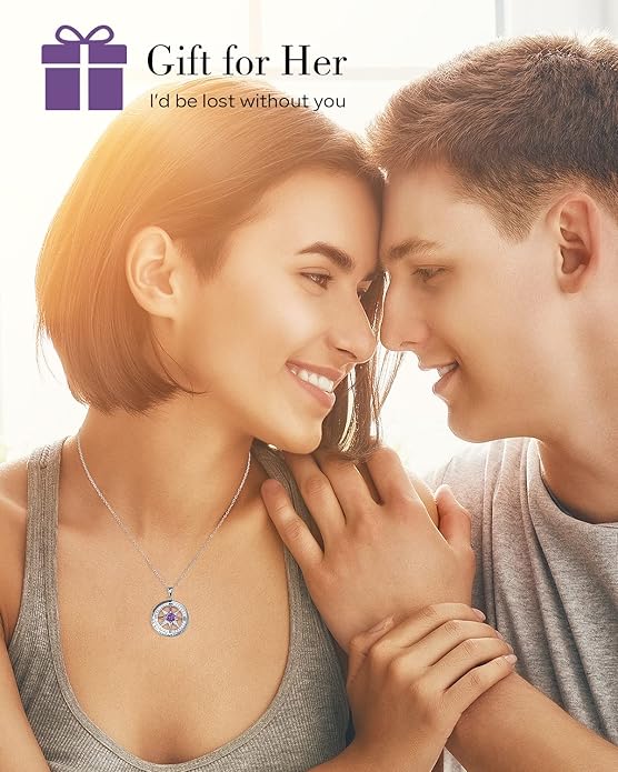 S925 Necklace Gift for Wife |Compass Jewelry |Women Anniversary |Sterling Silver |Girlfriend Birthday Gifts for Her Valentines |I'd be Lost without You |Jewel 18K Gold - Bloomnest