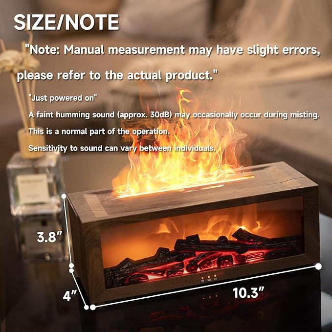 Fireplace Flame Air Diffuser Humidifier,7 Colors Aromatherapy Essential Oil Diffuser,Ultrasonic with Timer for Home,Bedroom,Office,Yoga (Dark Wood Grain) - Bloomnest