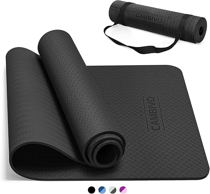CAMBIVO Yoga Mat for Women Men Kids, 1/3 & 1/4 & 2/5 Inch Extra Thick Yoga Mat Non Slip, 72" x 24" TPE Yoga Mats, Workout Mat with Carrying Strap for Yoga, Pilates and Floor Exercises - Bloomnest