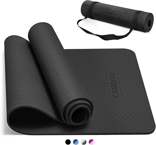 CAMBIVO Yoga Mat for Women Men Kids, 1/3 & 1/4 & 2/5 Inch Extra Thick Yoga Mat Non Slip, 72" x 24" TPE Yoga Mats, Workout Mat with Carrying Strap for Yoga, Pilates and Floor Exercises - Bloomnest