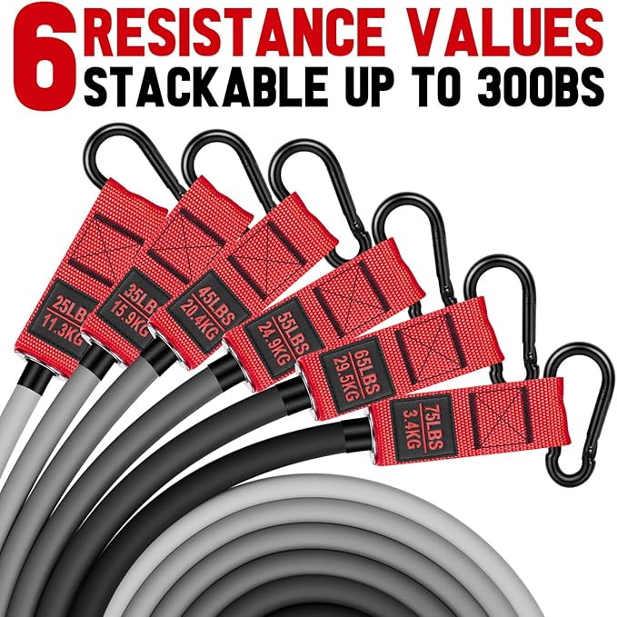 Heavy Resistance Bands for Working Out, 300lbs/360lb/420lb Exercise Bands Workout Bands with Handles, Door Anchor, Ankle Straps, Home Gym Workout Equipment for Men Fitness Strength Training Stretching - Bloomnest