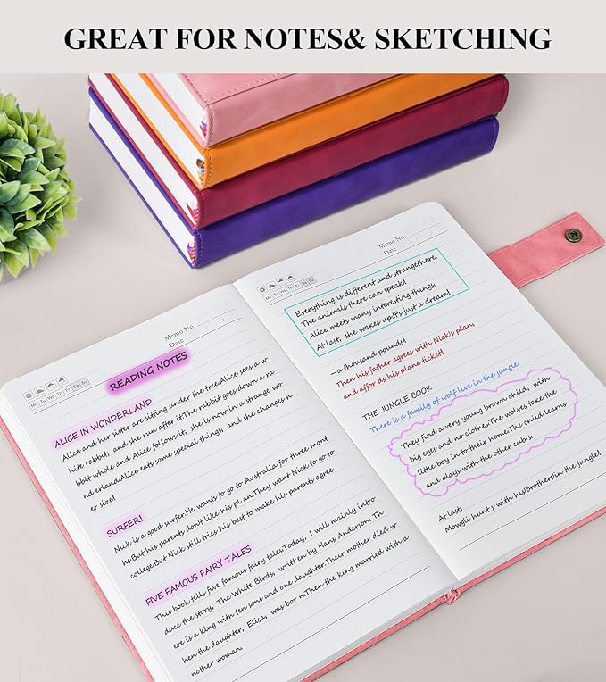 365 Page Thick Lined Journal Notebook for Men Women, A5 Leather Journals for Writing, Hardcover Notebooks for Work, School, Note Taking,Travel, Business,Personal Diary, College Ruled 5.9" x 8.4" - Bloomnest