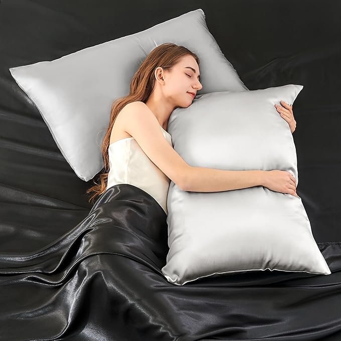 INFIIXSO Mulberry Silk Pillow Case King Size, Silk Pillowcase with Hidden Zipper 20"x36", Extraordinary Smooth and Soft Pillow Cases for Hair and Skin(Light Grey, 1 Pack) - Bloomnest