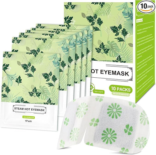10 PCS Steam Eye Masks wormwood Heated Eye Mask Self Heating for Eyes, Disposable Warming Eye Mask for Sleep, Unscented Scent Eye Steam Mask for Spa/Travel, Stress Relif & Relaxation Gifts for Women