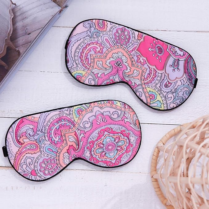 Maxfeel 100% Pure Silk Eye Mask - Sleep Eye Cover in Printed Colors (#12) - Bloomnest