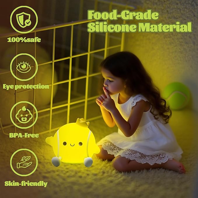 Tennis Nursery Night Light,LED Squishy Silicone Lamp,2 Levels Dimmable Bedroom Nightlight for Kids,Touch Light,Dorm Decor lamp,Baby Boys Girls Gifts (Tennis) - Bloomnest