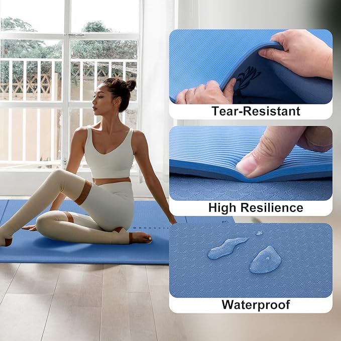 UMINEUX Yoga Mat Extra Thick 1/3'' & 2/5" Non Slip Yoga Mats for Women Eco Friendly TPE Fitness Exercise Mat with Carrying Sling & Storage Bag - Bloomnest