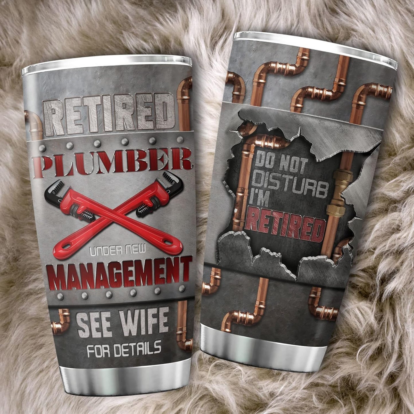 Do Not Disturb Im Retired Plumber Gifts For Men Stainless Steel Tumbler 20 Oz Funny Gag Gift For Husband Retirement Things For Plumbers Insulated Cup Plumbing Themed Gifts