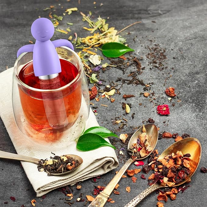 Hicarer 2 Pieces Tea Infuser for Loose Tea Cute Fine Mesh Tea Strainer Stainless Steel Tea Filter Ball Tea Diffuser Steeper for Teacups Teapots (Blue,Purple)