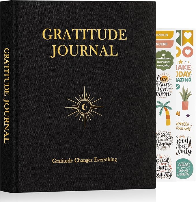 Lanpn Daily Gratitude Journal for Men Woman, 4 Month Mindfulness & Affirmation Planner, 7.8"x9.2" The 5 Minute Grateful Diary, Guided Reflection with Positivity Prompts Undated Notebook, Black - Bloomnest