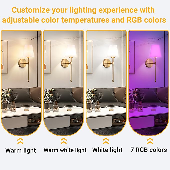 Battery Operated Wall Sconce: Peel and Stick Adhesives Stick On Non Drill Wall Light, Rechargeable Wireless Wall Lamp with Battery Corn Bulb for Bedroom Wall Decor (Gold,20inch) - Bloomnest