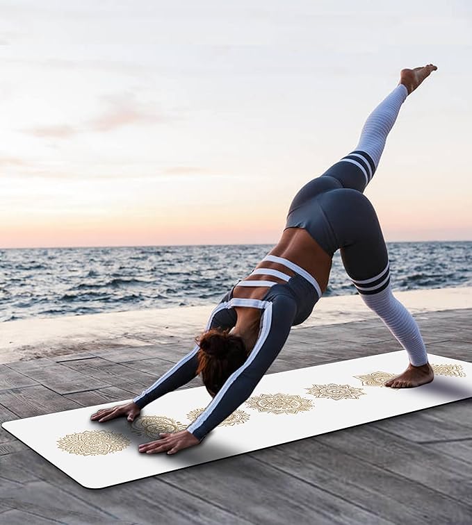 Non Slip Yoga Mat TPE Workout Mat for Men Women, Thick Workout Mat with Carrying Strap, Fitness Mats for Exercise, Yoga, Fitness, Pilates, Floor Workouts (72" x 24" x 6mm) - Bloomnest