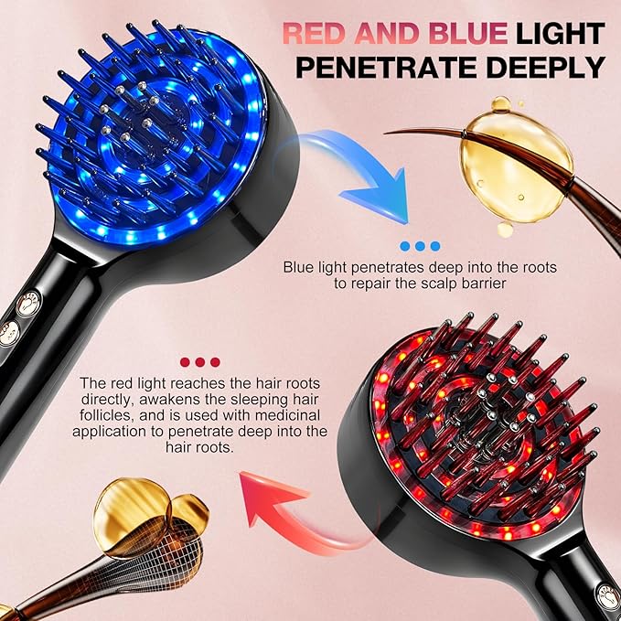 3 in 1 Scalp Massager Hair - 360° Hair Oil Applicator Electric Scalp Massager IPX7 Waterproof for Home & Travel (Black) Bloomnest