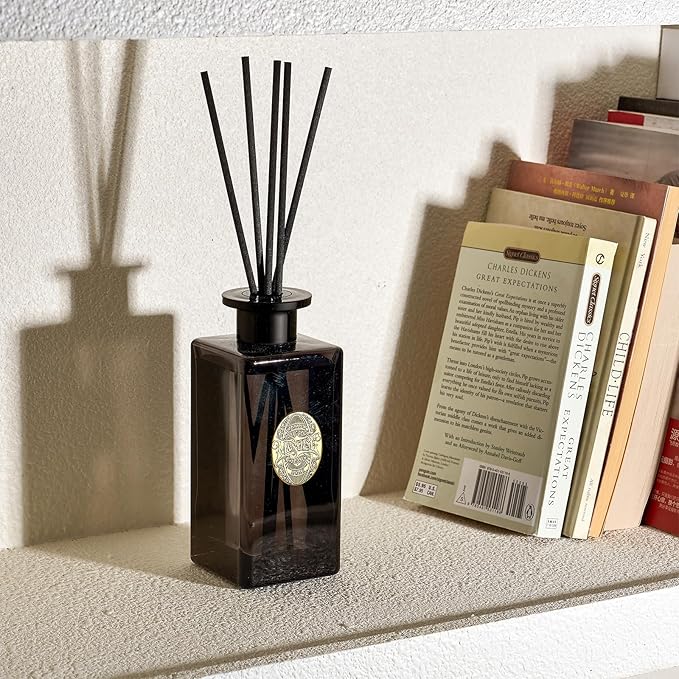 M&SENSE 10.14 oz Large Reed Diffuser Set | Oud Wood Scent Oil Diffuser with Sticks | Hotel Collection Non-Toxic Essential Oil |for Bedroom Bathroom Living Room MSENSE
