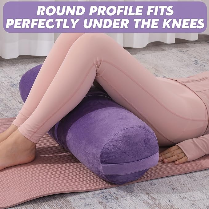 MABOZOO Round Yoga Pillow, Cylindrical Yoga Bolster Pillow with Washable Cover, Meditation Cushion Body Cushion for Practice, Restorative, Meditation - Bloomnest