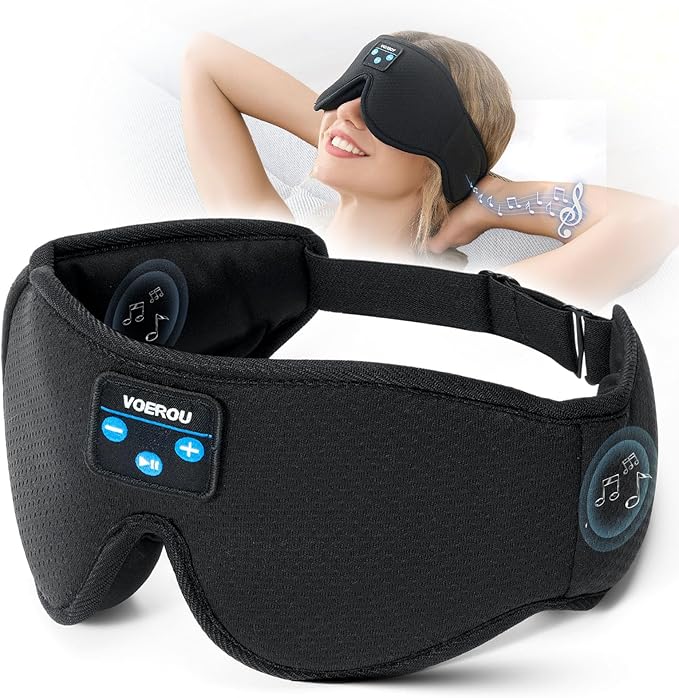 Voerou Sleep Headphones 3D Sleep Mask with Bluetooth, Adjustable Wireless Eye Mask for Sleeping for Women Men, Sleeping Headphone with Ultra-Thin Stereo Speakers Perfect for Sleep Naps - Bloomnest