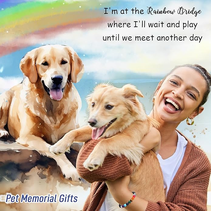 TONY & SANDY Dog Memorial Gifts, Pet Sympathy Rainbow Bridge Pet Memorial Bracelet for Men Women Girls Who Loss of Beloved Dog Cat - Bloomnest