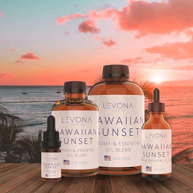 Levona Scent Essential Oils For Diffusers For Home Luxury Scents - Hawaiian Sunset Aroma Oil - Fragrance Oil With Mandarin Citrus + Dash Of Peppermint Essential Oil - 500Ml Oil Diffuser Essential Oils LEVONASCENT