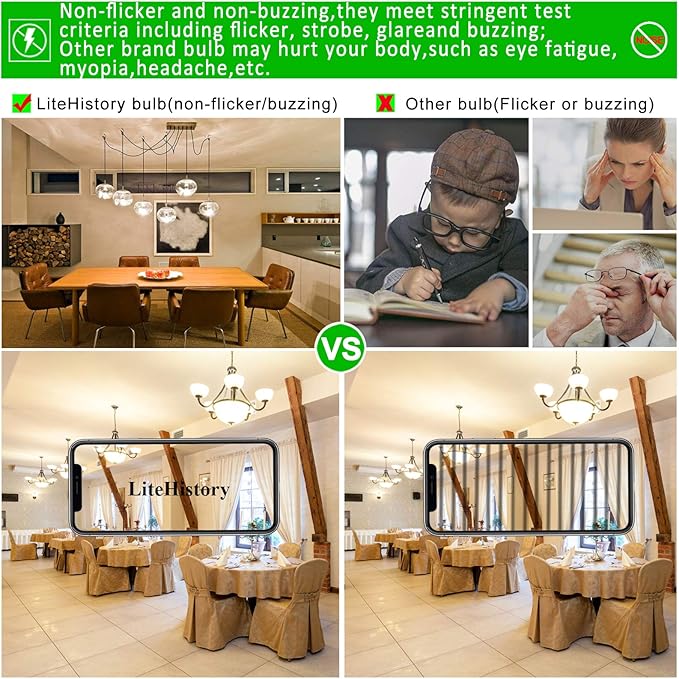 LiteHistory e12 led dimmable g16.5 Light Bulb 6W Equal 60 Watt 600lm AC120V e12 Candelabra Bulb 60 Watt for Chandeliers,Ceiling Fan,Vanity Warm White 2700K Globe e12 Light Bulb 6Pack - Bloomnest