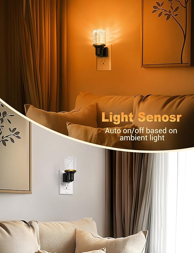 JandCase LED Night Light Amber, Dimmable Night Lights Plug into Wall, Modern Nightlight with Auto On Off Light Sensor, Amber Night Light 0-100LM Brightness for Bathroom Hallway Bedroom Decor - Bloomnest