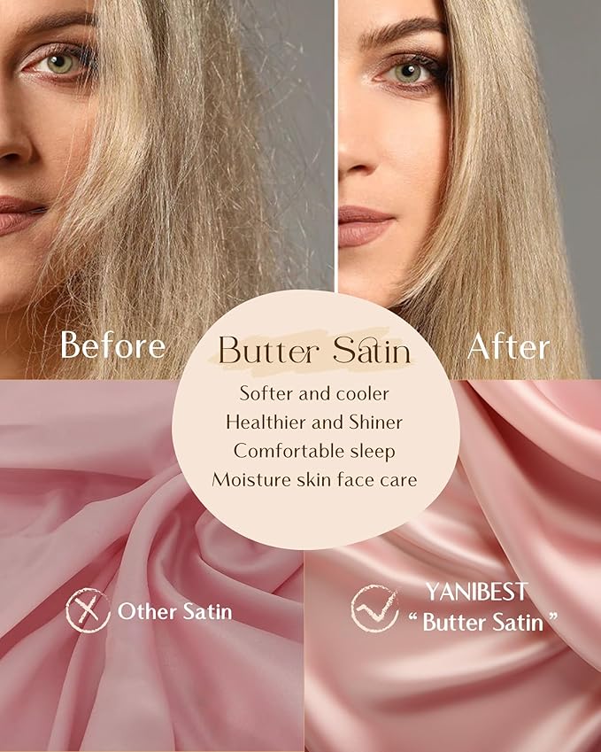 Yanibest Satin Pillowcase, King Size Pillow Cases Set of 2 - Silk Pillow Cases for Hair and Skin with Zipper, Silk Pillow Cases King for 20"x36", Exquisite Packaging for Women Men - Bloomnest