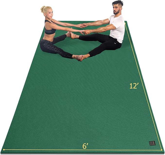 GXMMAT Large Yoga Mat 12'x6'/10'x6'/6'x8'(7mm), Extra Thick Workout Mats for Home Gym Flooring, Ultra Comfortable Non-Slip Quick Resilient Barefoot Wide Exercise Mat for Pilates, Stretching,Meditation - Bloomnest