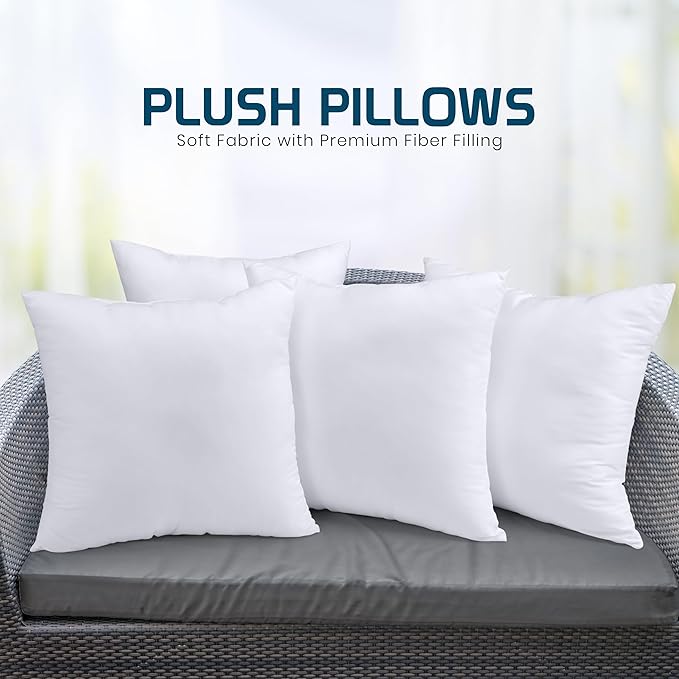 Utopia Bedding Throw Pillows (Set of 4, White), 22 x 22 Inches Pillows for Sofa, Bed and Couch Decorative Stuffer Pillow - Bloomnest