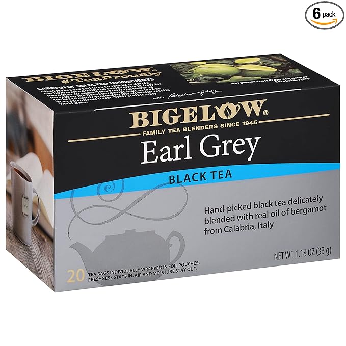 Bigelow Tea Earl Grey Black Tea, Caffeinated Tea, 20 Count Box (Pack of 6), 120 Total Tea Bags - Bloomnest