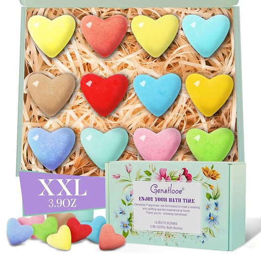 12 Pcs XXL 3.9 OZ Bath Bombs for Women Gift Set, Valentine's Day Bubble Bathbombs for Girlfriend, Her, Girls, Wife, Shea & Coco Butter Dry Skin Moisturize, SPA Relaxing Aromatherapy, Mothers Day Gift - Bloomnest