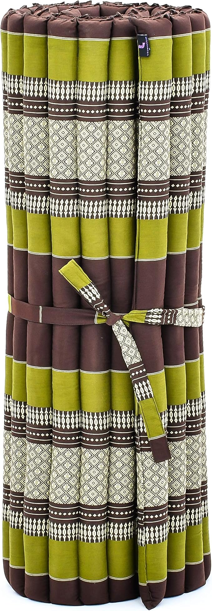 Leewadee - Kapok Roll Mat – Handcrafted Folding Sleep & Relaxation Mattress from Thailand, Ideal as Guest Bed, Camping Mat, Yoga Mat or Traditional Futon, 75 x 39 inches, Brown Green - Bloomnest