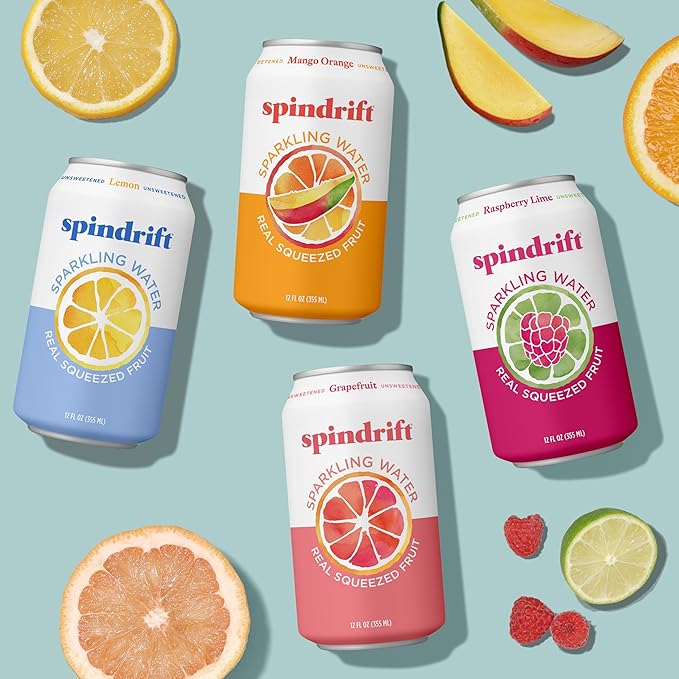 Spindrift Sparkling Water, 4 Flavor Variety Pack, Made with Real Squeezed Fruit, 12 Fl Oz (Pack of 20) - Bloomnest