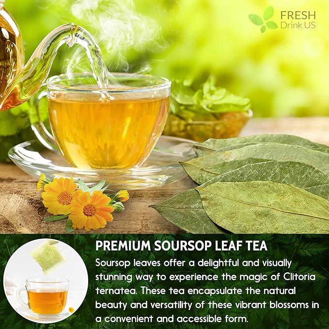 40 Premium Soursop Graviola Leaf Tea Bags, 100% Natural and Pure from Soursop Leaves, Handmade, Made With Natural Materials-Corn Fiber Tea Bag, Sugar/Caffeine/Gluten Free, Hoja Guanabana Tea - Bloomnest