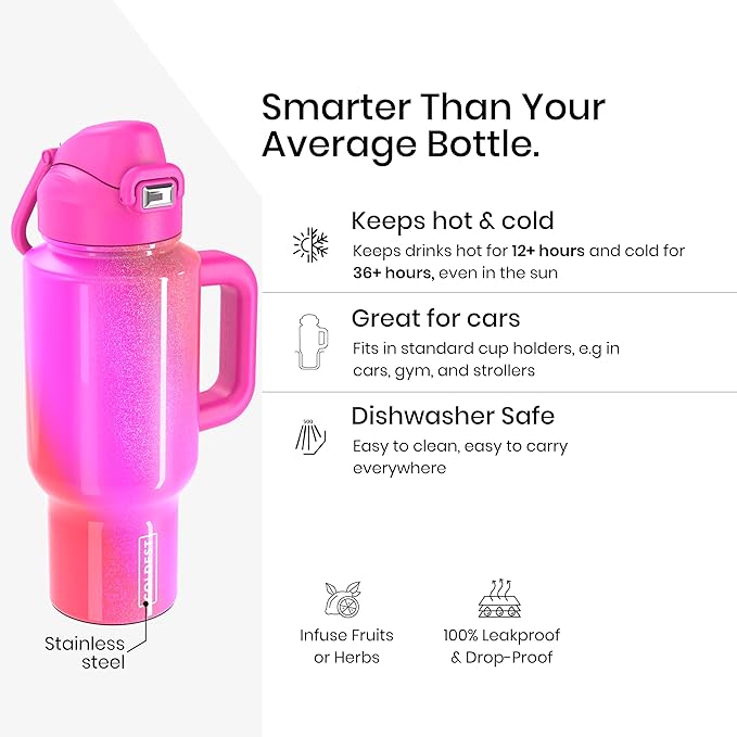 Coldest Tumbler with Handle and Coffee Lid - 100% Spill Proof Tumbler with Straw (3 Lids) - Stainless Steel Insulated Leakproof Tumblers for Women & Men - Cup Holder Friendly - 24 oz (Kissed Dream) - Bloomnest